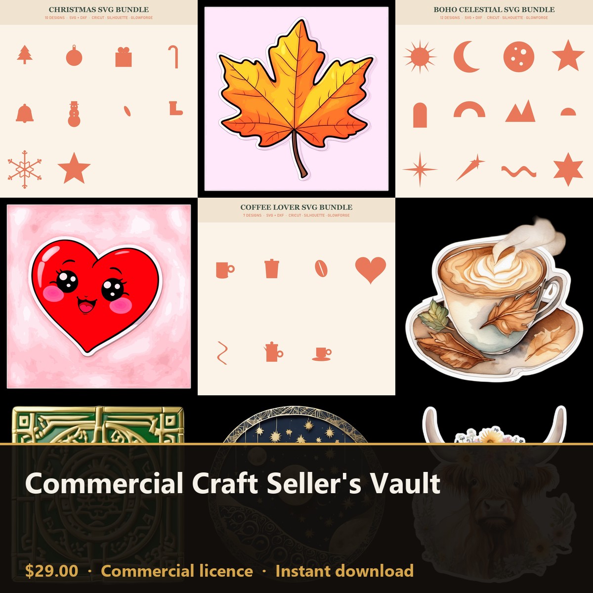 Commercial Craft Seller's Vault — 20 Clipart & SVG Packs, Full Commercial Licence