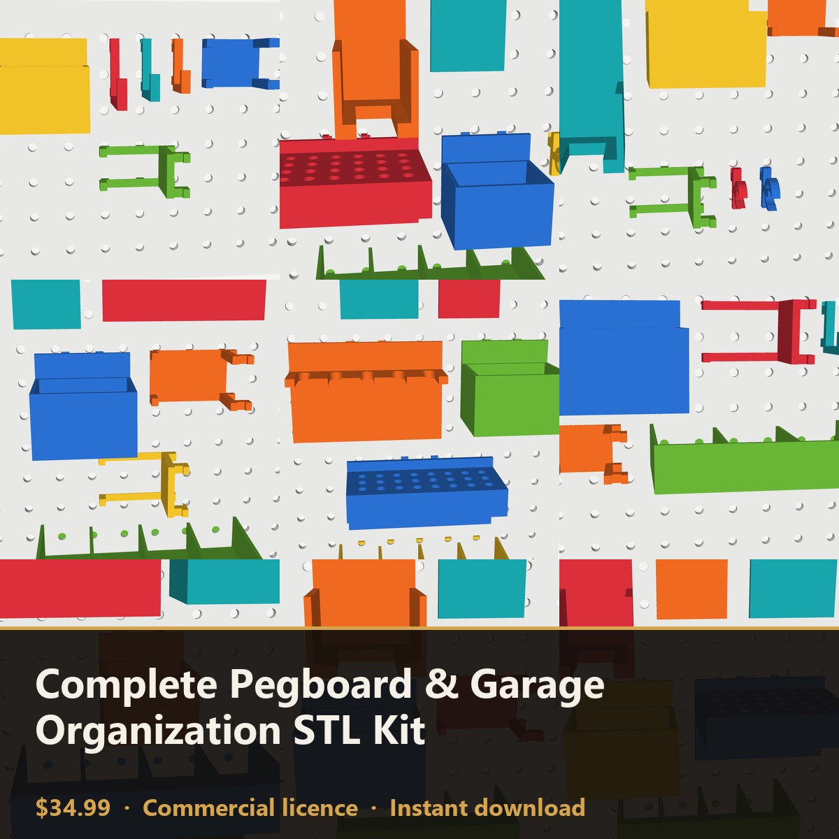 Complete Pegboard & Garage Organization STL Kit — 16 Packs, 94 Print-Ready STL Files