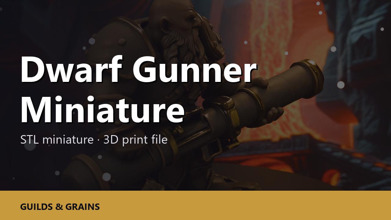 Dwarf Gunner Miniature STL
