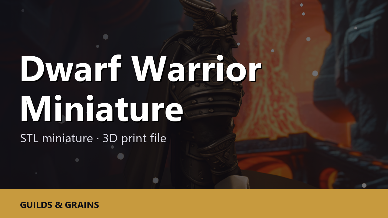 Dwarf Warrior Miniature STL