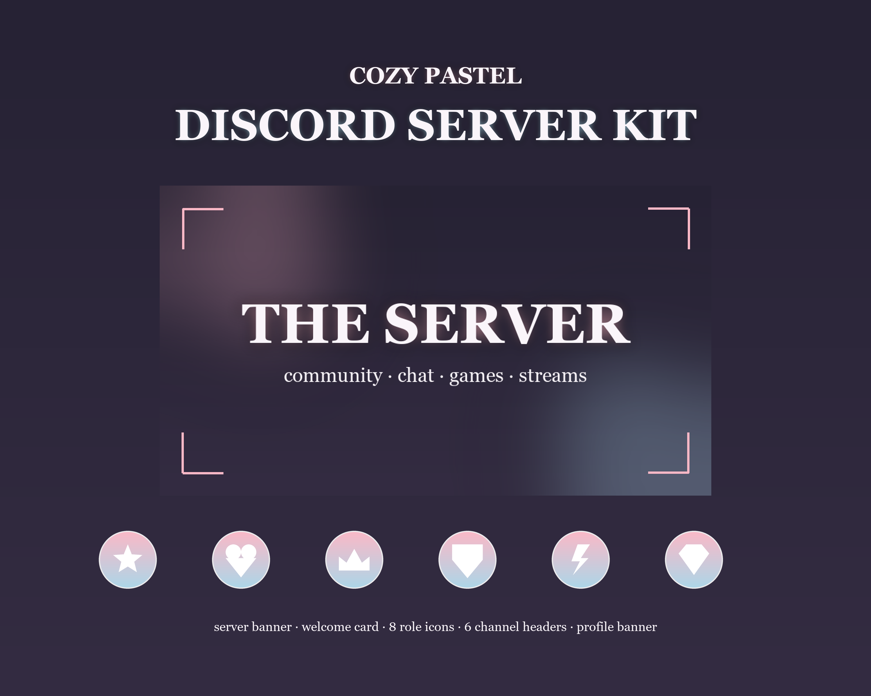 Cozy Pastel Discord Server Kit — Banner, Welcome, Role Icons