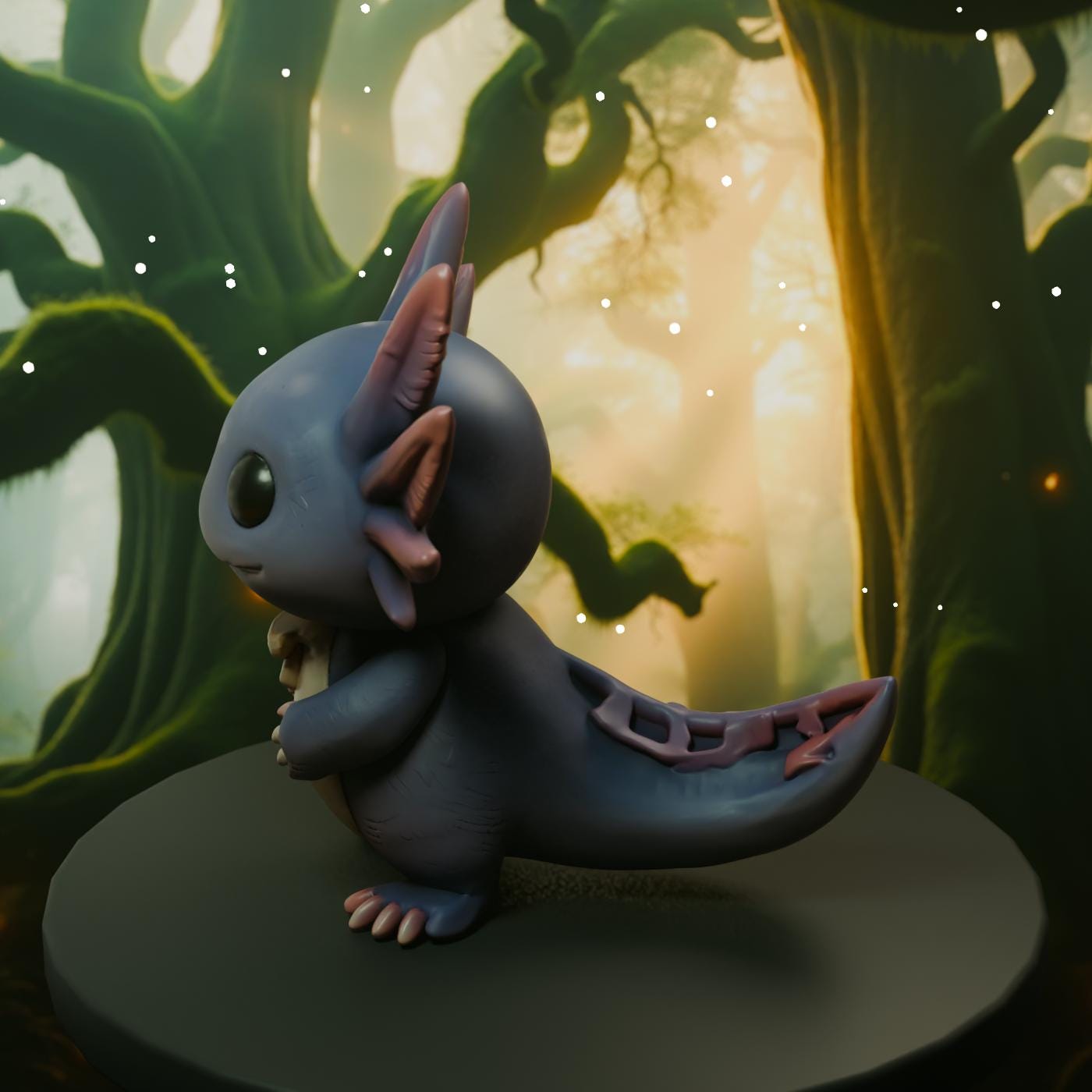 Axolotl 1 STL File - Cute 3D Printed Animal Figurine Kawaii Desk Decor