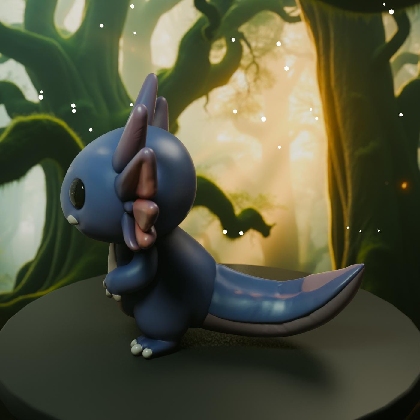 Axolotl Chibi 1 STL File - Cute 3D Printed Animal Figurine Kawaii Desk Decor
