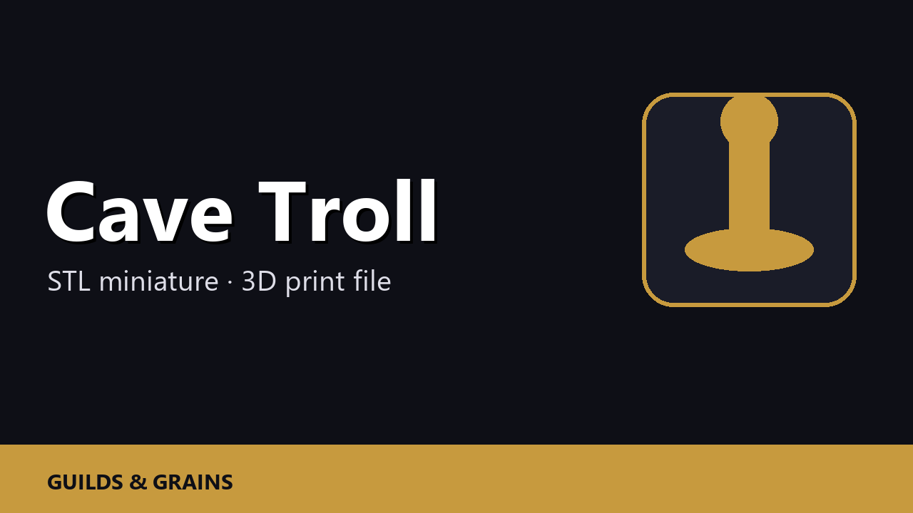 Cave Troll STL File - Fantasy Tabletop Miniature 28mm Wargaming 3D Print