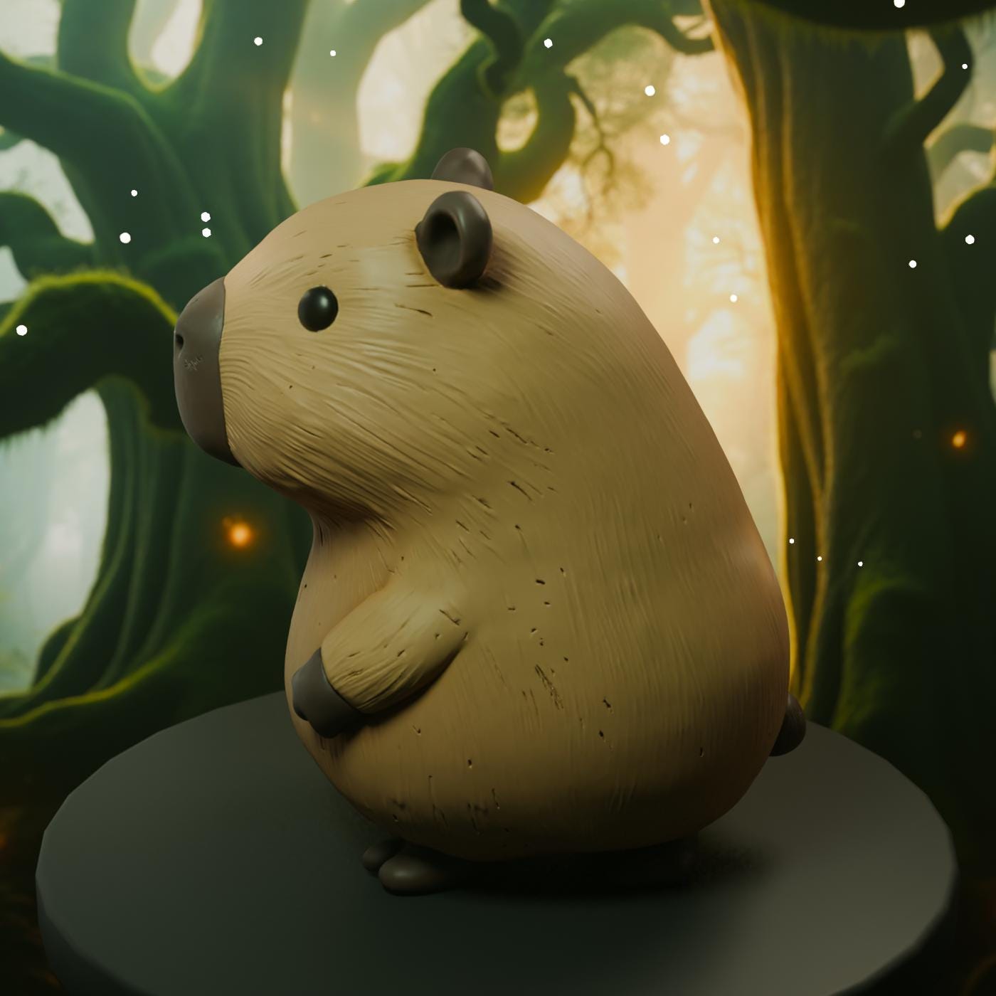 Cute Capybara 1 STL File - Cute 3D Printed Animal Figurine Kawaii Desk Decor