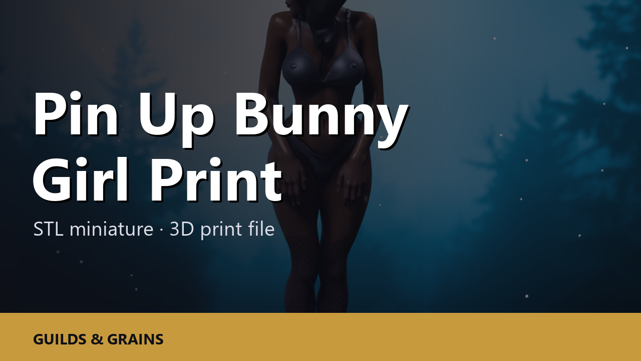 Pin Up Bunny Girl 3D Print STL Starlight Edition, Sexy Rabbit Girl Figurine Model, Mature Collectible Statue, Resin FDM Digital Download