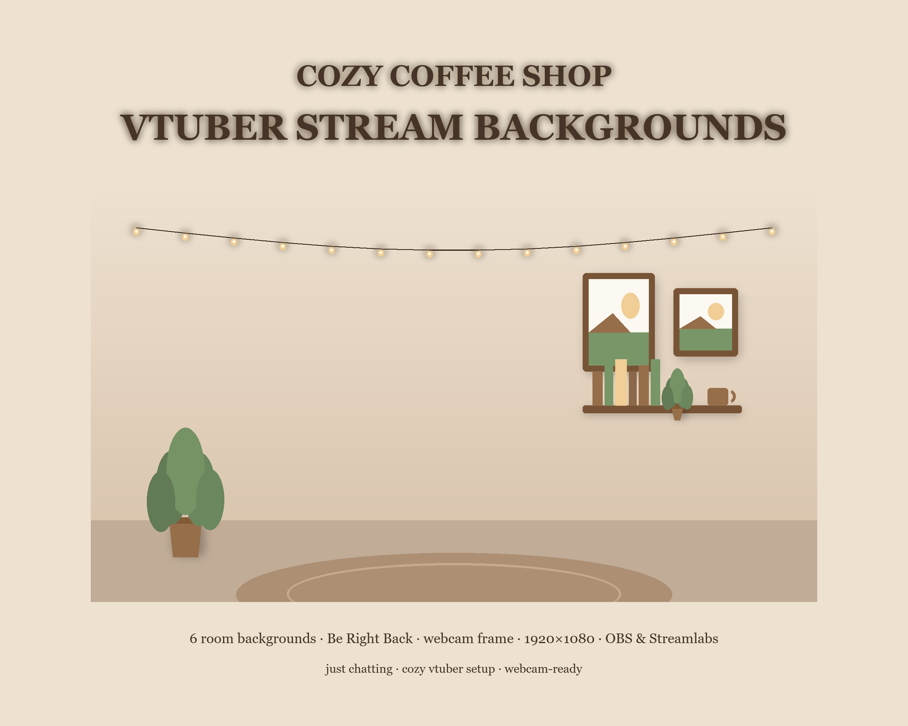 Cozy Coffee Shop VTuber & Just Chatting Stream Background Pack