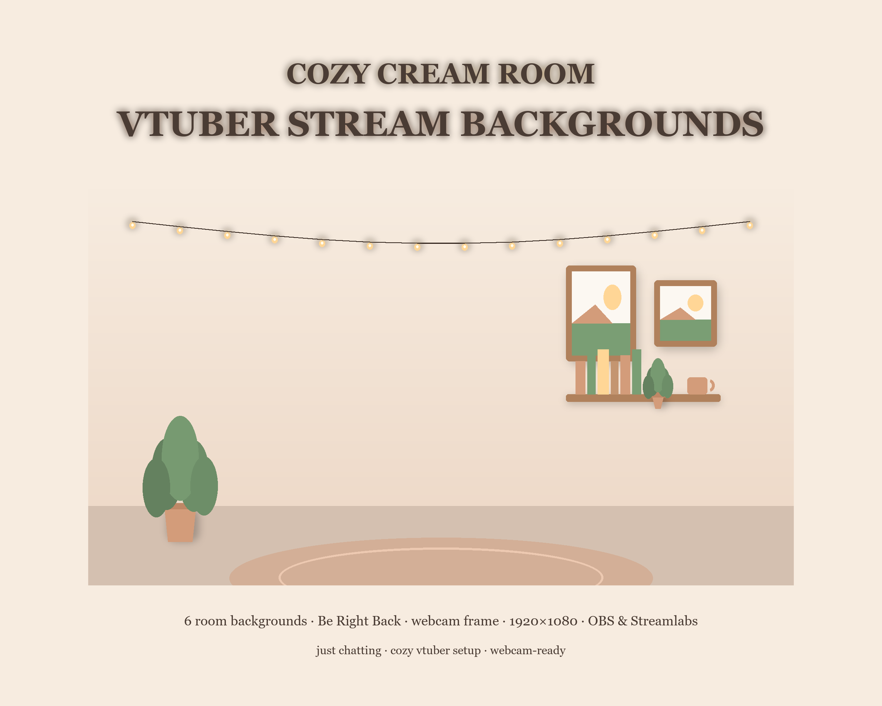 Cozy Cream Room VTuber & Just Chatting Stream Background Pack